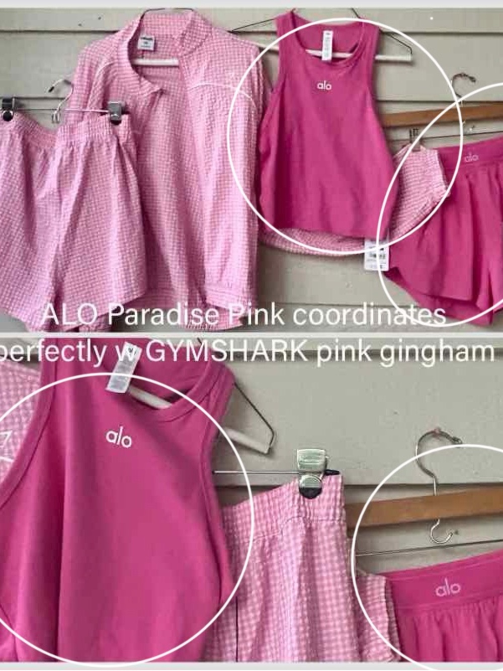 ALO Women’s 2 Piece Set Paradise Pink Aspire Tank Match Point Shorts - Picture 1 of 10